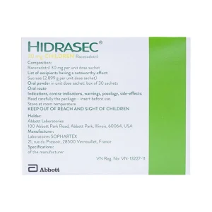 Thuốc bột Hidrasec 30mg điều trị tiêu chảy cấp ở trẻ em (30 gói)