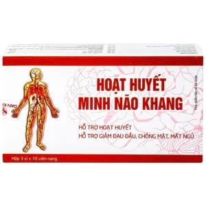 Viên uống Hoạt Huyết Minh Não Khang hỗ trợ hoạt huyết, giảm đau đầu, chóng mặt, mất ngủ (3 vỉ x 10 viên)