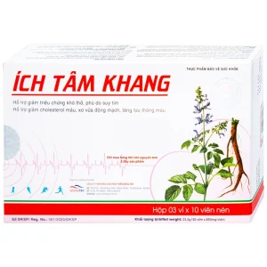 Viên uống Ích Tâm Khang Hồng Bàng hỗ trợ giảm triệu chứng khó thở, phù do suy tim (3 vỉ x 10 viên)