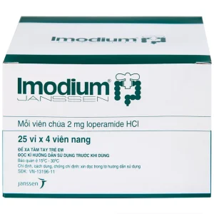 Thuốc Imodium 2mg Janssen điều trị tiêu chảy cấp (25 vỉ x 4 viên)