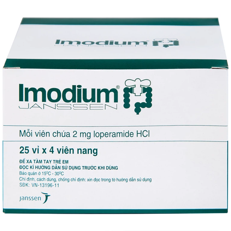 Thuốc Imodium 2mg Janssen điều trị tiêu chảy cấp (25 vỉ x 4 viên)