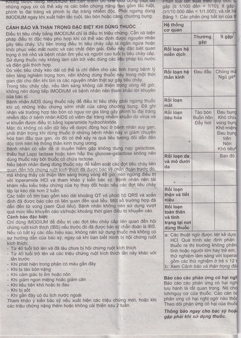 Thuốc Imodium 2mg Janssen điều trị tiêu chảy cấp (25 vỉ x 4 viên)