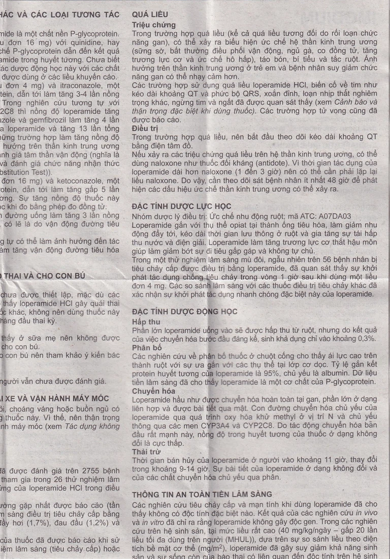 Thuốc Imodium 2mg Janssen điều trị tiêu chảy cấp (25 vỉ x 4 viên)