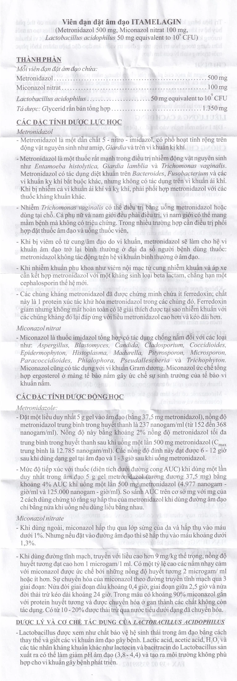 Thuốc Itamelagin 500mg điều trị nhiễm nấm candida âm đạo (10 viên)