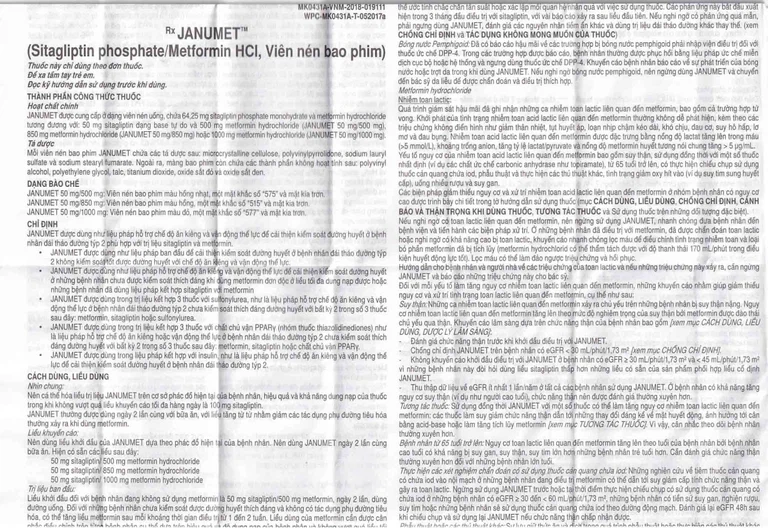 Viên nén Janumet 50mg/850mg MSD điều trị đái tháo đường típ 2 (4 vỉ x 7 viên)