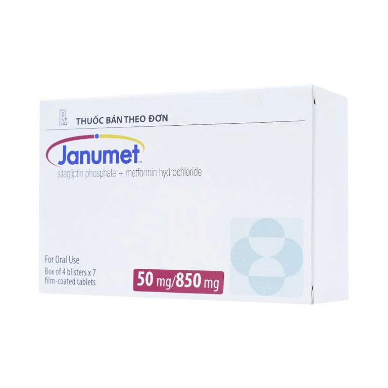 Viên nén Janumet 50mg/850mg MSD điều trị đái tháo đường típ 2 (4 vỉ x 7 viên)