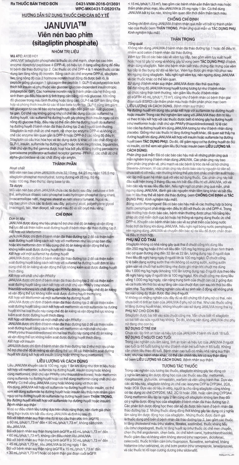 Viên nén Januvia 100mg MSD cải thiện kiểm soát đường huyết típ 2 (2 vỉ x 14 viên)