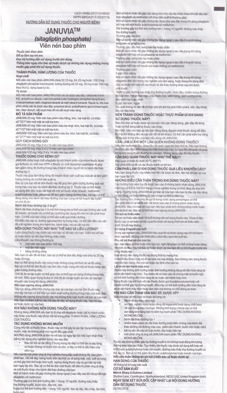 Viên nén Januvia 50mg MSD cải thiện kiểm soát đường huyết típ 2 (2 vỉ x 14 viên)