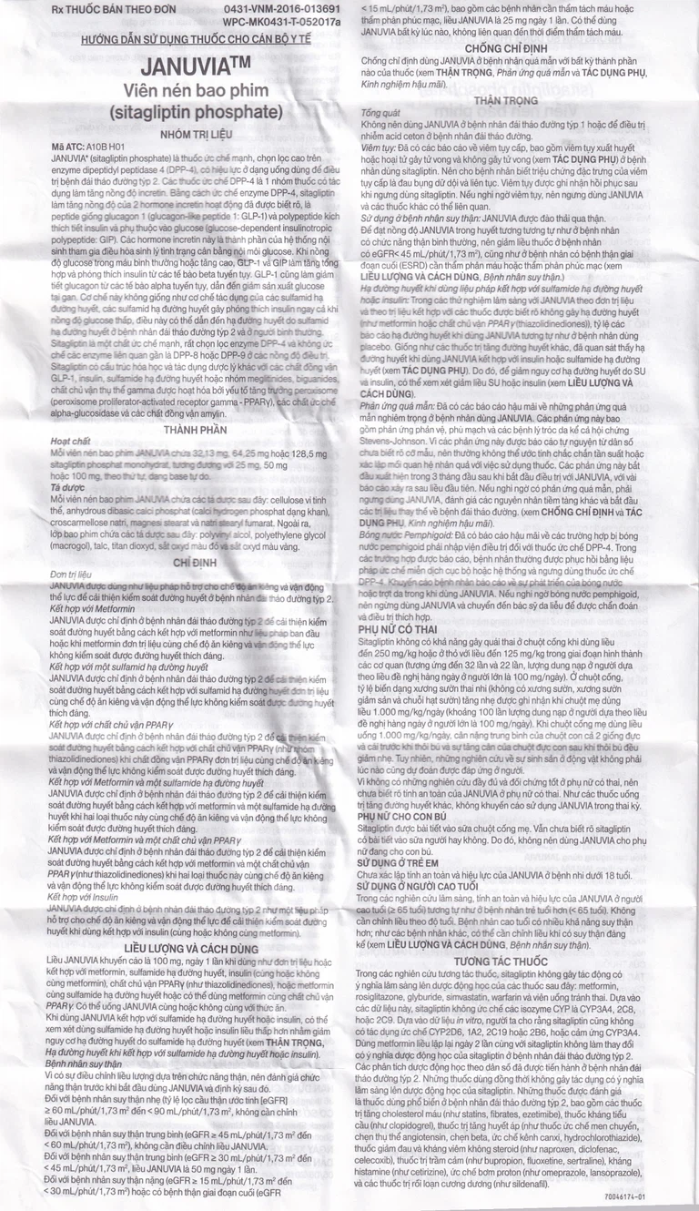 Viên nén Januvia 50mg MSD cải thiện kiểm soát đường huyết típ 2 (2 vỉ x 14 viên)