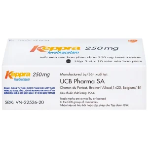 Viên nén Keppra 250mg GSK điều trị các cơn động kinh cục bộ (3 vỉ x 10 viên)