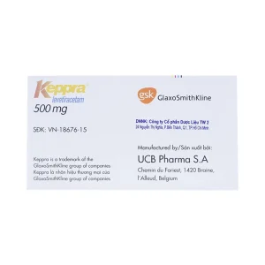Viên nén Keppra 500mg GSK điều trị các cơn động kinh cục bộ (6 vỉ x 10 viên)