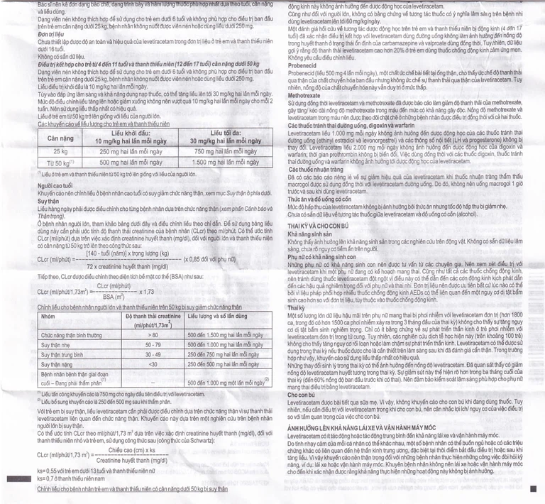 Viên nén Keppra 500mg GSK điều trị các cơn động kinh cục bộ (6 vỉ x 10 viên)