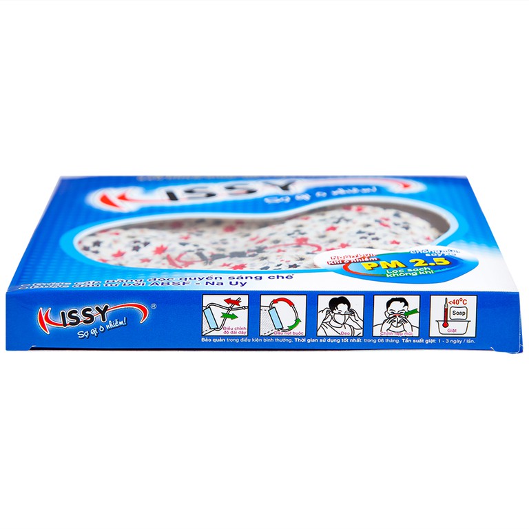 Khẩu trang sợi hoạt tính Kissy size M 3 lớp giúp lọc sạch không khí, ngăn bụi, khí ô nhiễm