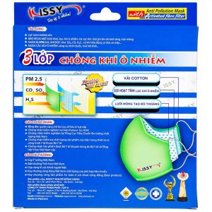 Khẩu trang sợi hoạt tính Kissy size M 3 lớp giúp lọc sạch không khí, ngăn bụi, khí ô nhiễm