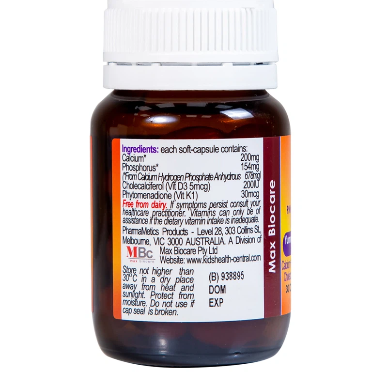 Viên nhai KiddieCal Catalent bổ sung canxi và vitamin D (30 viên)