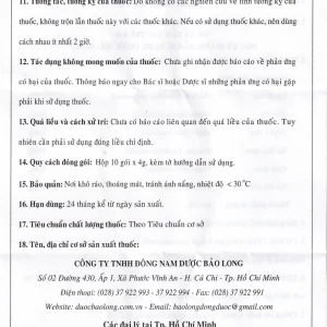 Thuốc Kim Long chữa chứng hắt hơi, sổ mũi, ngạt mũi, mặt mũi đau nhức (10 gói x 4g)