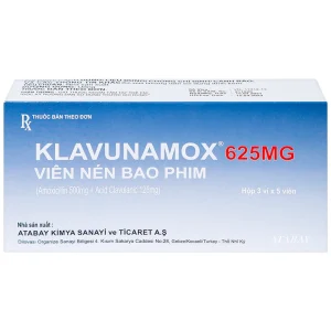 Thuốc Klavunamox 625mg Atabay điều trị nhiễm khuẩn đường hô hấp, da và mô mềm (3 vỉ x 5 viên)