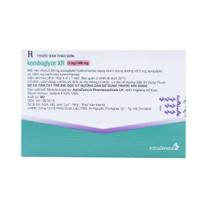 Viên nén Komboglyze XR 5mg/1000mg AstraZeneca hỗ trợ kiểm soát đường huyết (4 vỉ x 7 viên)