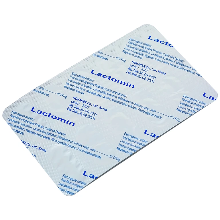 Viên uống Lactomin Novarex bổ sung vi khuẩn có ích, giúp tái lập cân bằng hệ vi sinh đường ruột (6 vỉ x 10 viên)