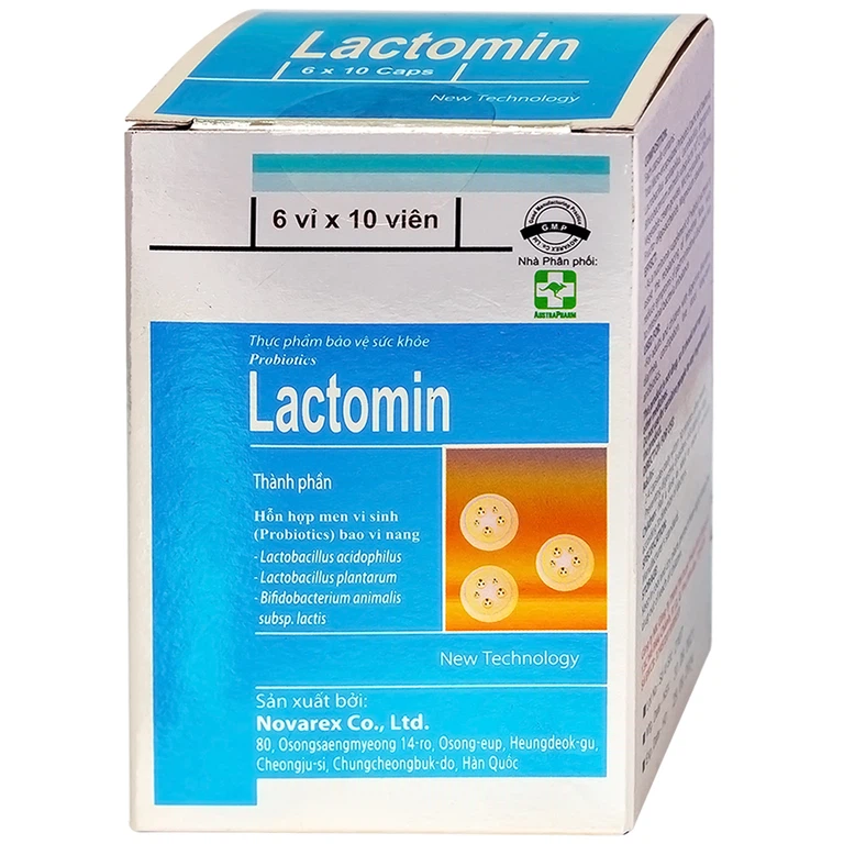 Viên uống Lactomin Novarex bổ sung vi khuẩn có ích, giúp tái lập cân bằng hệ vi sinh đường ruột (6 vỉ x 10 viên)