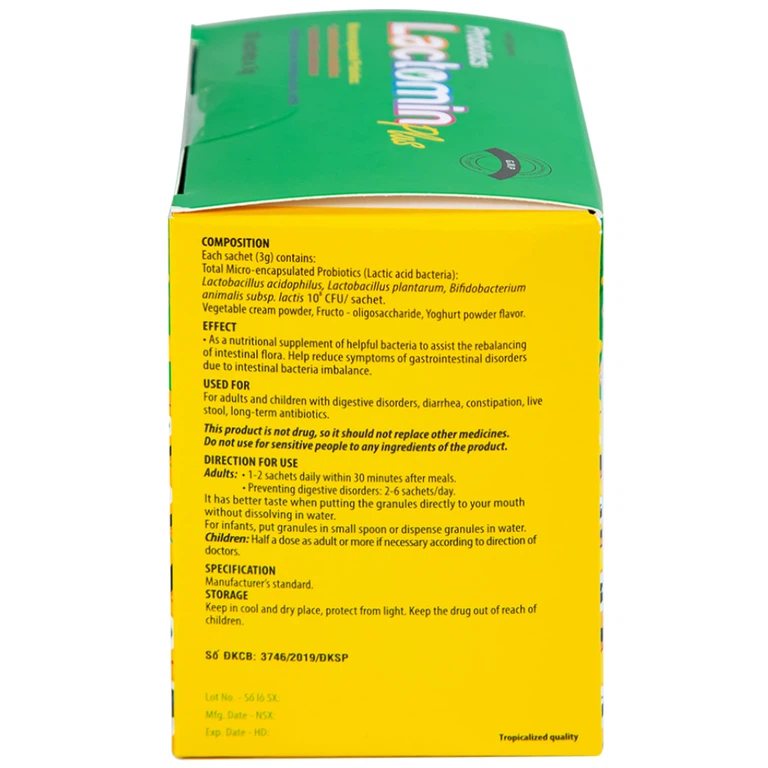 Cốm Probiotics Lactomin Plus Novarex bổ sung vi khuẩn có ích, giúp cân bằng hệ vi sinh đường ruột (30 gói)