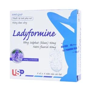 Thuốc vệ sinh phụ nữ Ladyformine USP vệ sinh vùng kín sau sinh, hành kinh, khí hư, viêm ngứa (4 vỉ x 4 viên)
