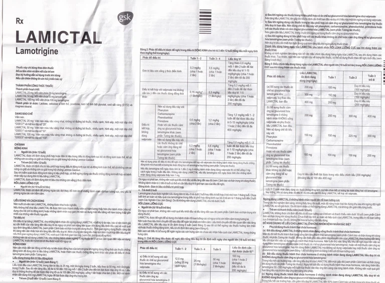 Viên nén Lamictal 25mg GSK điều trị động kinh và phòng ngừa bệnh rối loạn lưỡng cực (3 vỉ x 10 viên)