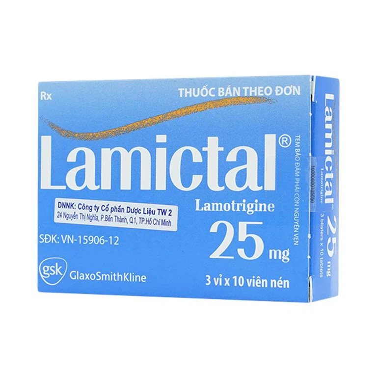 Viên nén Lamictal 25mg GSK điều trị động kinh và phòng ngừa bệnh rối loạn lưỡng cực (3 vỉ x 10 viên)