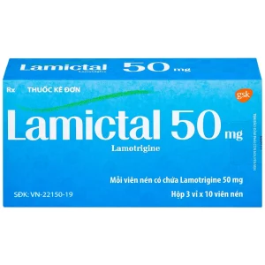 Viên nén Lamictal 50mg GSK điều trị động kinh và phòng ngừa bệnh rối loạn lưỡng cực (3 vỉ x 10 viên)