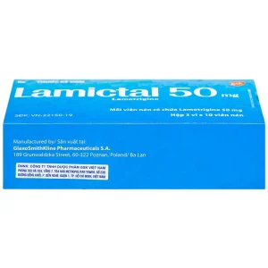 Viên nén Lamictal 50mg GSK điều trị động kinh và phòng ngừa bệnh rối loạn lưỡng cực (3 vỉ x 10 viên)
