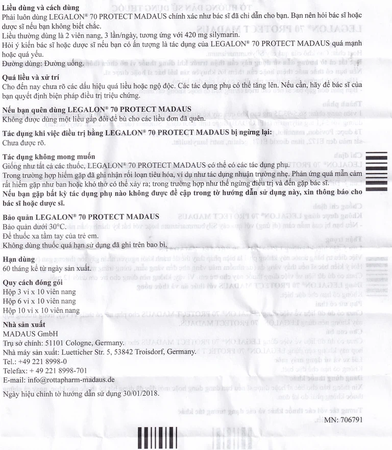 Viên nang Legalon 70 Madaus điều trị bệnh gan, nhiễm độc gan (10 vỉ x 10 viên)