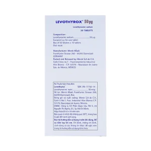 Thuốc Levothyrox 50µg Merck điều trị bướu giáp, suy giáp, ung thư giáp (3 vỉ x 10 viên)
