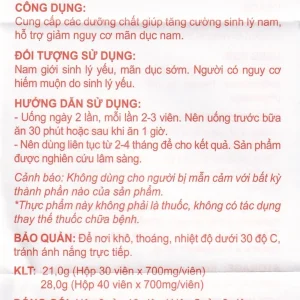 Viên uống Linh Tự Đan Hồng Bàng giúp tăng cường sinh lý nam, hỗ trợ giảm nguy cơ mãn dục nam (3 vỉ x 10 viên)
