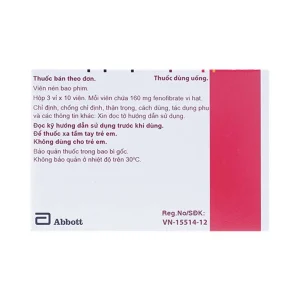 Thuốc Lipanthyl Supra 160mg Abbott điều trị tăng cholesterol máu (3 vỉ x 10 viên)