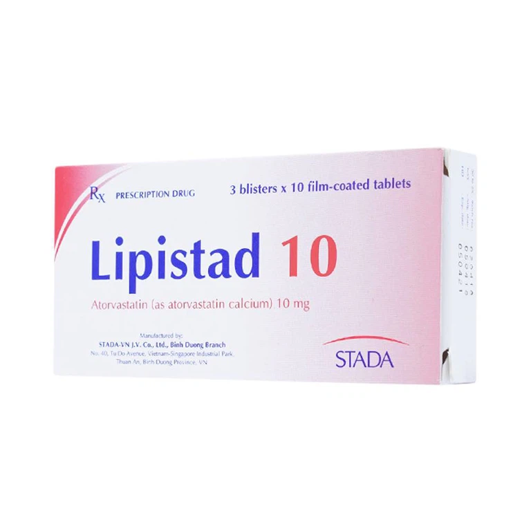 Thuốc Lipistad 10 Stada điều trị tăng cholesterol và Iipid huyết hỗn hợp (3 vỉ x 10 viên)
