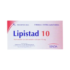 Thuốc Lipistad 10 Stada điều trị tăng cholesterol và Iipid huyết hỗn hợp (3 vỉ x 10 viên)