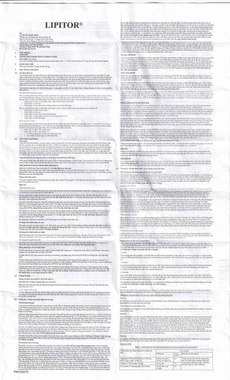 Thuốc Lipitor 10mg Pfizer điều trị tăng cholesterol toàn phần (3 vỉ x 10 viên)