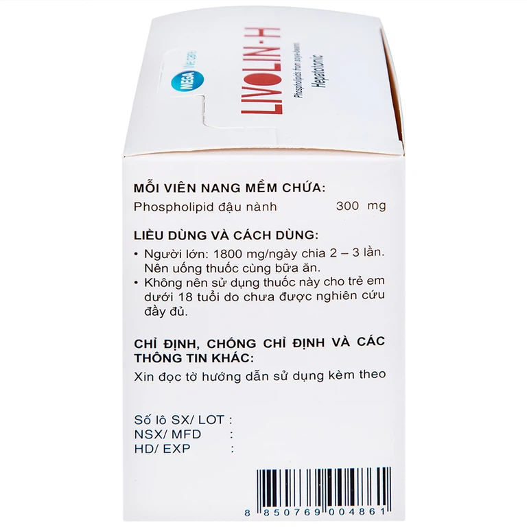 Viên nang mềm Livolin-H 300mg MEGA We care cải thiện bệnh gan, chán ăn, đau hạ sườn phải (10 vỉ x 10 viên)