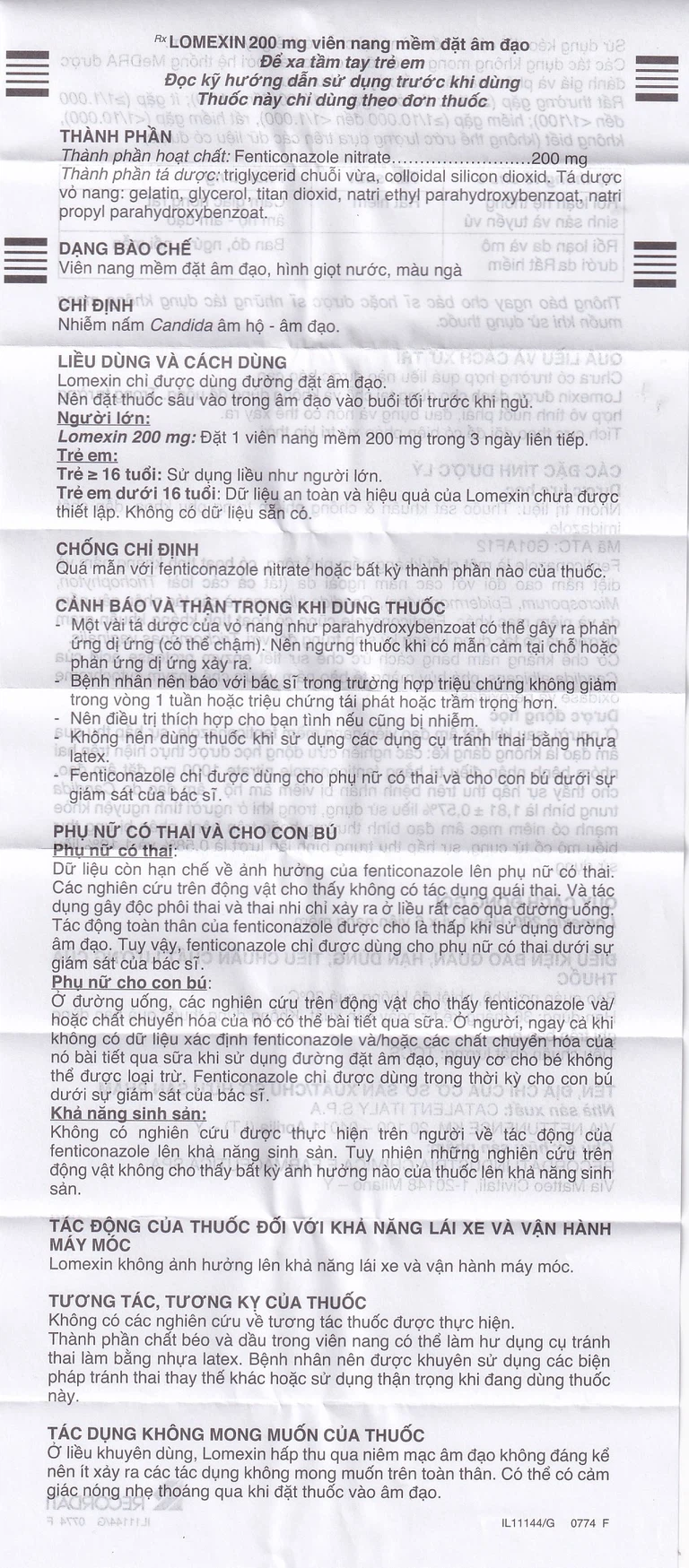 Viên đặt âm đạo Lomexin 200mg điều trị nhiễm nấm Candida âm hộ - âm đạo (1 vỉ x 6 viên)