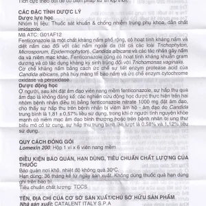 Viên đặt âm đạo Lomexin 200mg điều trị nhiễm nấm Candida âm hộ - âm đạo (1 vỉ x 6 viên)