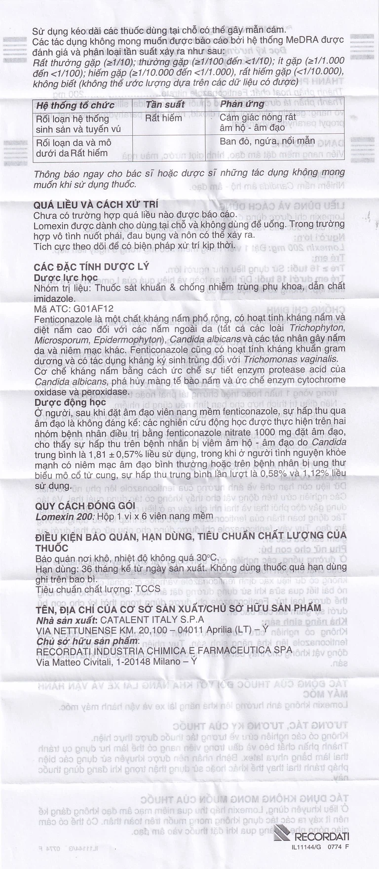 Viên đặt âm đạo Lomexin 200mg điều trị nhiễm nấm Candida âm hộ - âm đạo (1 vỉ x 6 viên)