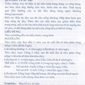 Viên nang cứng Loperamid 2mg Nadyphar điều trị triệu chứng tiêu chảy cấp tính và mạn tính (10 vỉ x 10 viên)