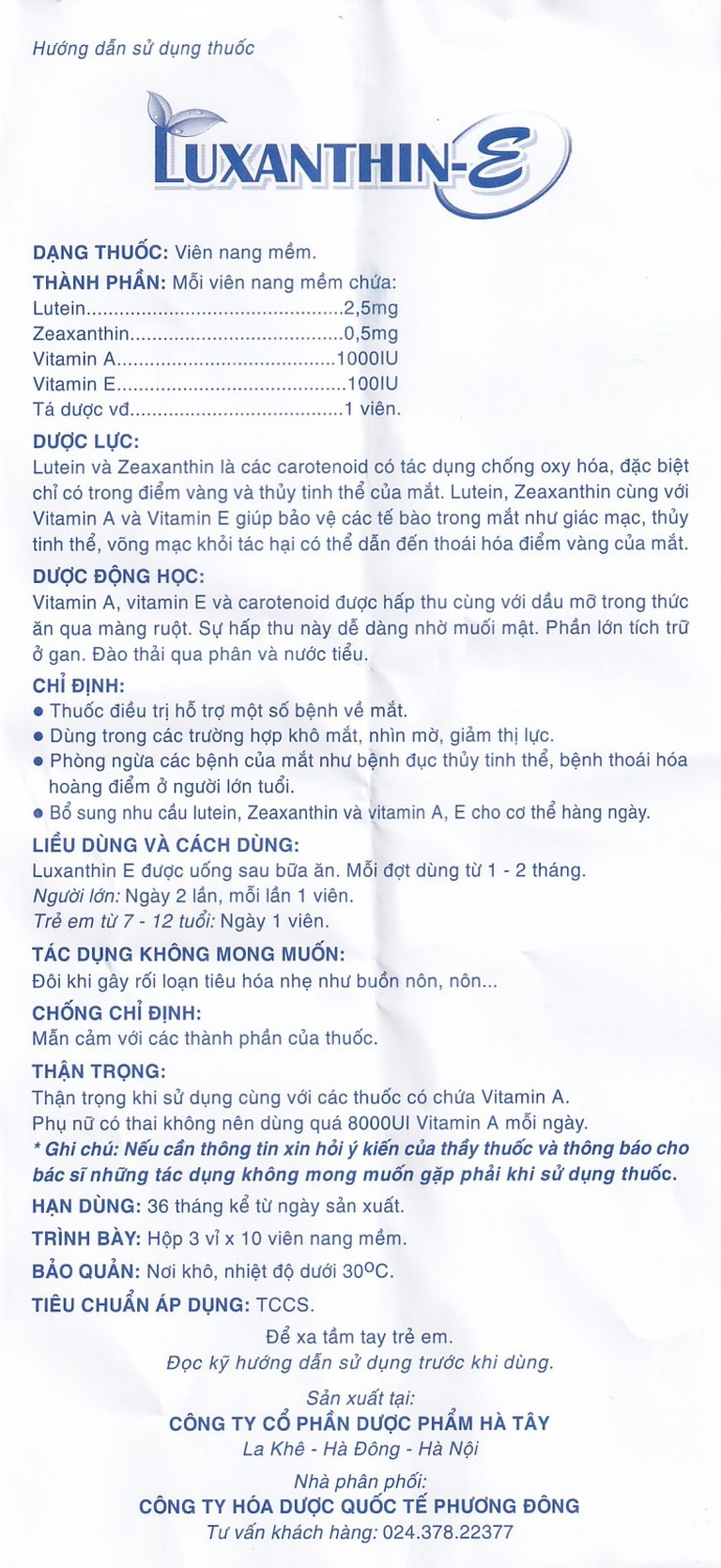 Thuốc Luxathin-E hỗ trợ điều trị bệnh lý về mắt, khô mắt, nhìn mờ, cải thiện thị lực (3 vỉ x 10 viên)