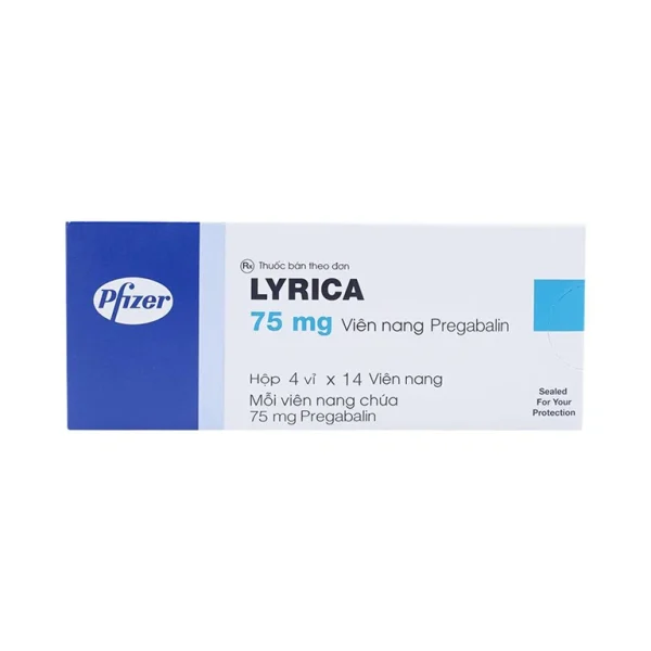 Lyrica 75mg Pfizer điều trị đau thần kinh, động kinh cục bộ (4 vỉ x 14 viên)