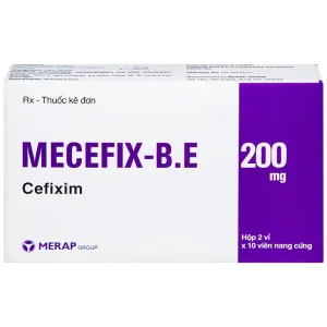 Thuốc Mecefix-B.E 200mg Merap điều trị nhiễm khuẩn đường tiết niệu, viêm tai giữa (2 vỉ x 10 viên)