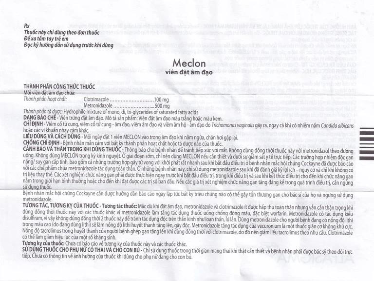 Viên đặt âm đạo Meclon Doppel Pharma điều trị viêm cổ tử cung, âm đạo (2 vỉ x 5 viên)