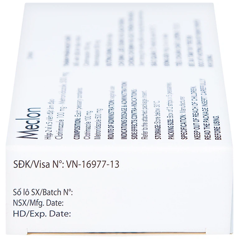 Viên đặt âm đạo Meclon Doppel Pharma điều trị viêm cổ tử cung, âm đạo (2 vỉ x 5 viên)