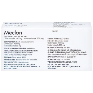 Viên đặt âm đạo Meclon Doppel Pharma điều trị viêm cổ tử cung, âm đạo (2 vỉ x 5 viên)