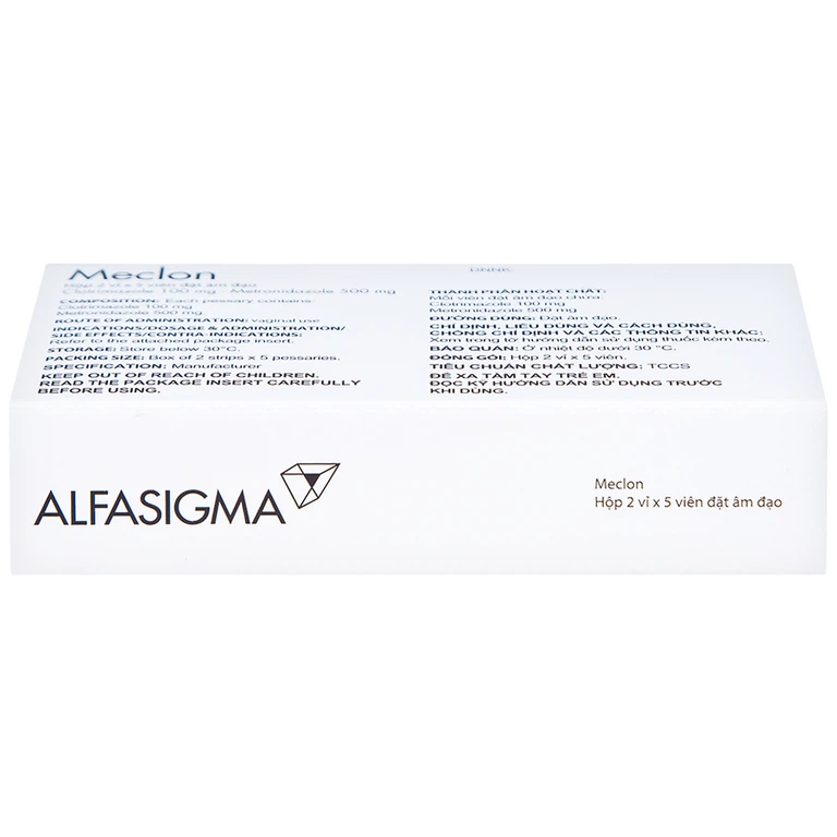 Viên đặt âm đạo Meclon Doppel Pharma điều trị viêm cổ tử cung, âm đạo (2 vỉ x 5 viên)