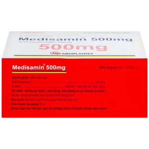 Thuốc Medisamin 500mg Mediplantex điều trị chảy máu ở bệnh ưa chảy máu, rong kinh (10 vỉ x 10 viên)